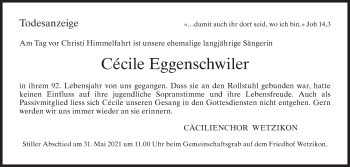 Traueranzeige von Cécile Eggenschwiler von AvU