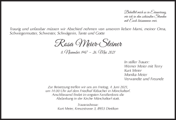 Traueranzeige von Rosa Meier-Steiner von AvU