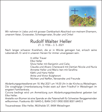 Traueranzeige von Rudolf Walter Heller von AvU