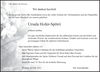 Traueranzeige von Ursula Hofer-Spörri von ZO solo