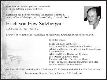 Traueranzeige von Erich von Euw-Sulzberger von AvU