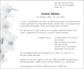 Traueranzeige von Esther Müller von AvU