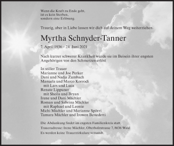 Traueranzeige von Myrtha Schnyder-Tanner von AvU