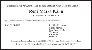 Traueranzeige von Rene Marks-Kälin von AvU