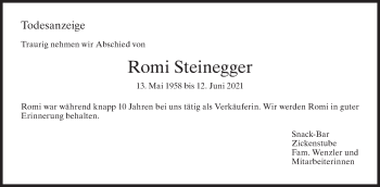 Traueranzeige von Romi Steinegger von AvU