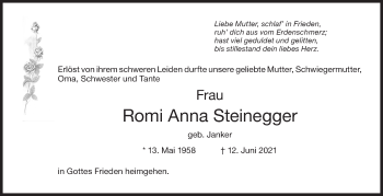 Traueranzeige von Romi Anna Steinegger von AvU