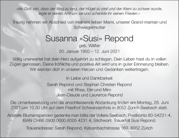 Traueranzeige von Susanna Repond von AvU