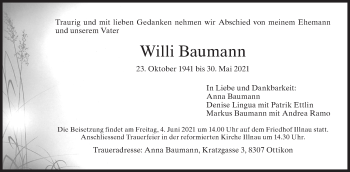 Traueranzeige von Willi Baumann von AvU