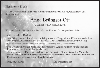 Traueranzeige von Anna Brüngger-Ott von AvU