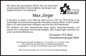 Traueranzeige von Max Jörger von AvU