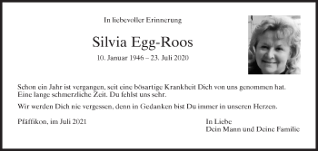 Traueranzeige von Silvia Egg-Roos von AvU