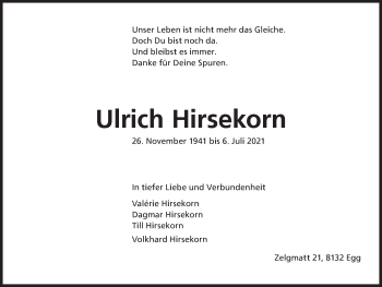 Traueranzeige von Ulrich Hirsekorn von AvU