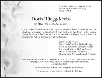 Traueranzeige von Doris Rüegg-Krebs von AvU