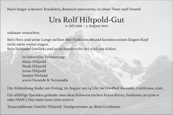 Traueranzeige von Urs Rolf Hiltpold-Gut von AvU