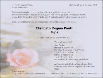 Traueranzeige von Elisabeth Regina Pantli von VO solo