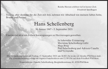 Traueranzeige von Hans Schellenberg von AvU