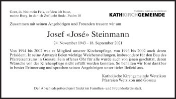 Traueranzeige von Josef Steinmann von AvU