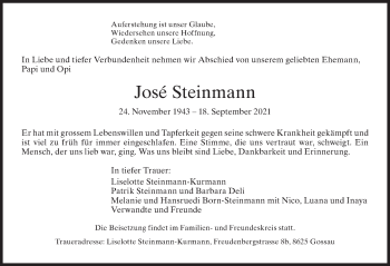 Traueranzeige von José Steinmann von AvU