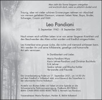 Traueranzeige von Leo Pandiani von AvU