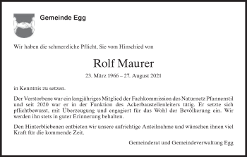 Traueranzeige von Rolf Maurer von AvU