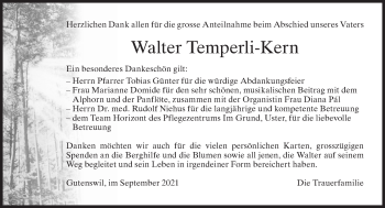 Traueranzeige von Walter Temperli-Kern von AvU