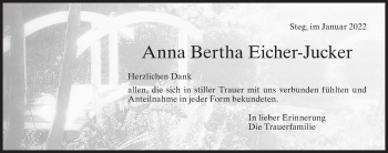 Traueranzeige von Anna Bertha Eicher-Jucker von AvU