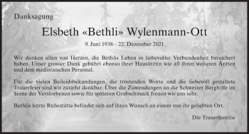 Traueranzeige von Elsbeth Wylenmann-Ott von AvU