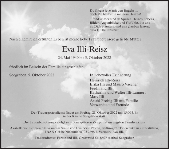 Traueranzeige von Eva Illi-Reisz von AvU