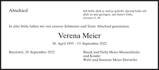 Traueranzeige von Verena Meier von AvU