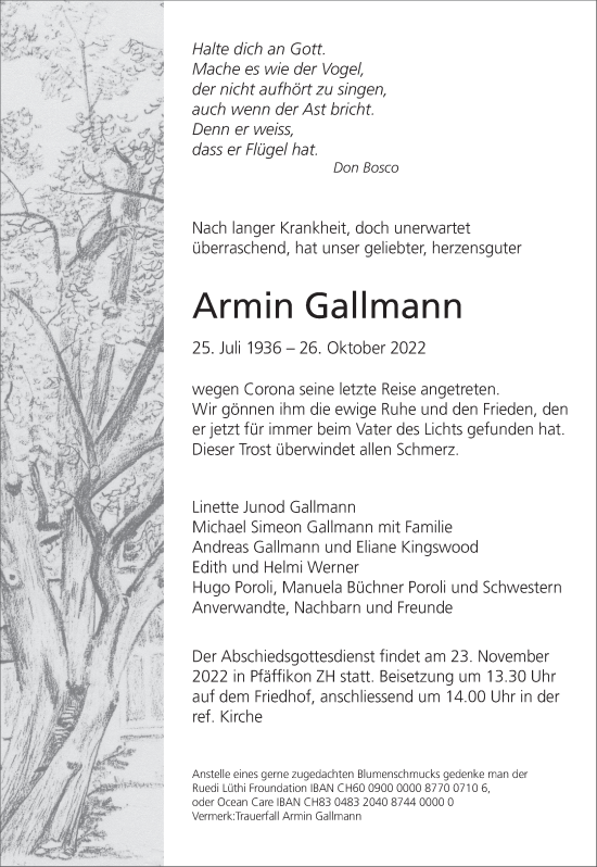 Traueranzeige von Armin Gallmann von AvU