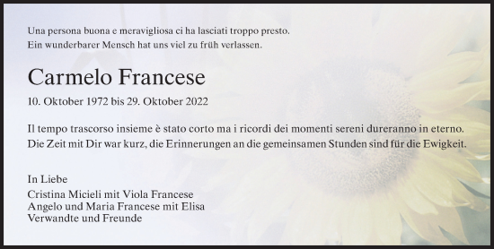 Traueranzeige von Carmelo Francese von VO solo