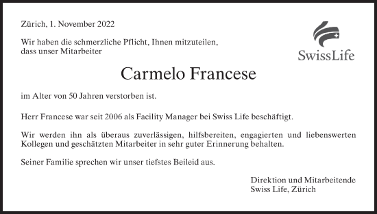 Traueranzeige von Carmelo Francese von VO solo