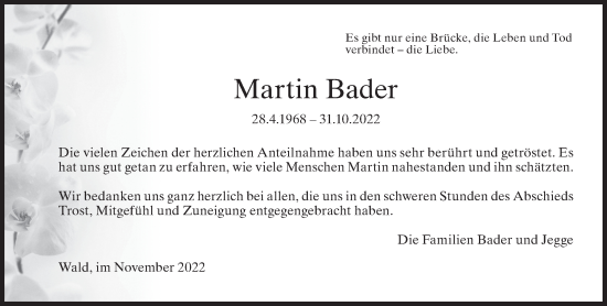 Traueranzeige von Martin Bader von AvU