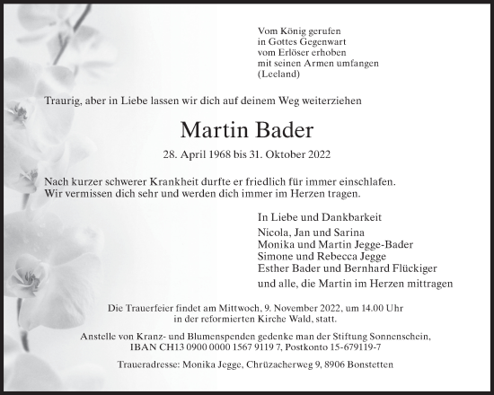 Traueranzeige von Martin Bader von AvU