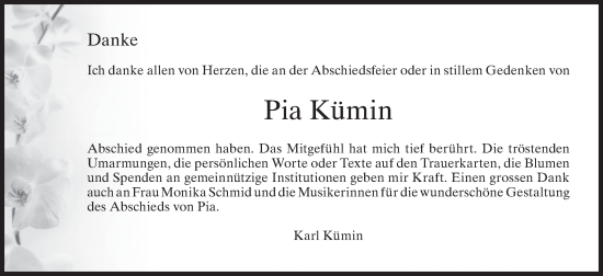 Traueranzeige von Pia Kümin von AvU