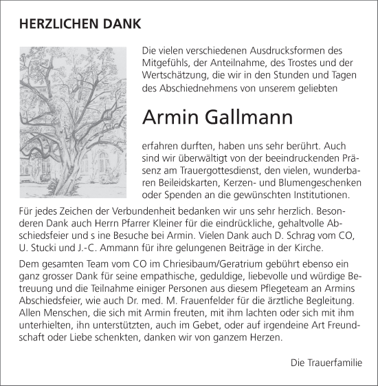 Traueranzeige von Armin Gallmann von AvU