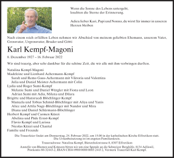 Traueranzeige von Karl Kempf-Magoni von reg_5