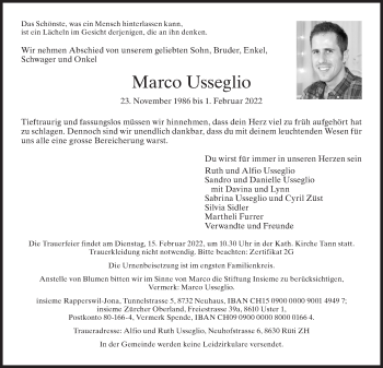 Traueranzeige von Marco Usseglio von AvU