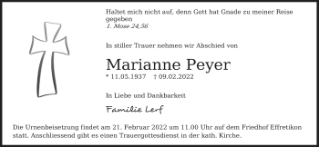 Traueranzeige von Marianne Peyer von reg_5