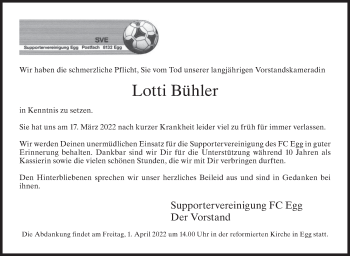 Traueranzeige von Lotti Bühler von AvU