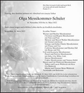 Traueranzeige von Olga Messikommer-Schuler von AvU