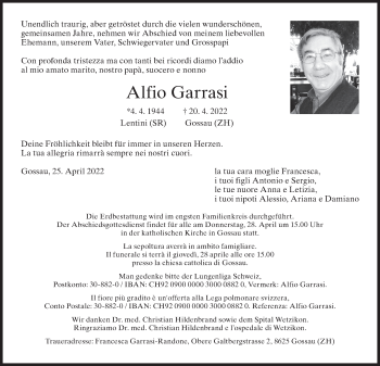 Traueranzeige von Alfio Garrasi von AvU