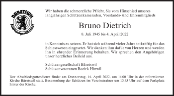 Traueranzeige von Bruno Dietrich von AvU