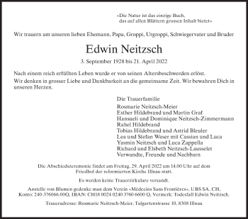 Traueranzeige von Edwin Neitzsch von AvU