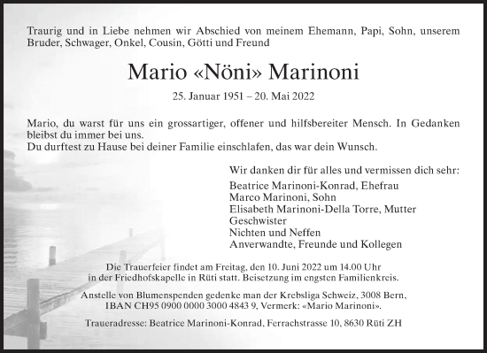 Traueranzeige von Mario Marinoni von AvU