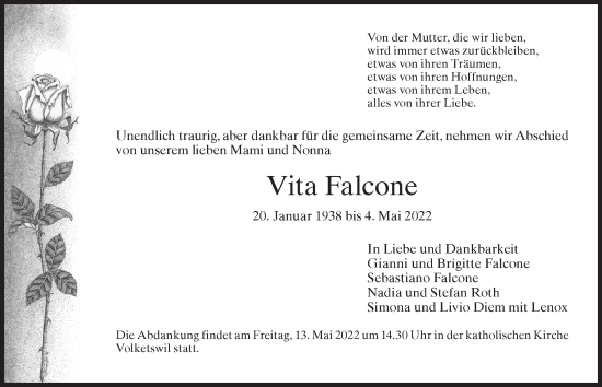 Traueranzeige von Vita Falcone von AvU