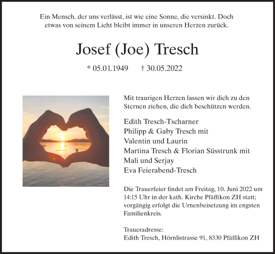 Traueranzeige von Josef Tresch von AvU