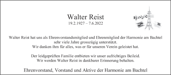 Traueranzeige von Walter Reist von AvU