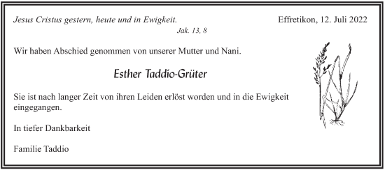 Traueranzeige von Esther Taddio-Grüter von reg_5