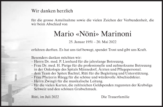 Traueranzeige von Mario Marinoni von AvU